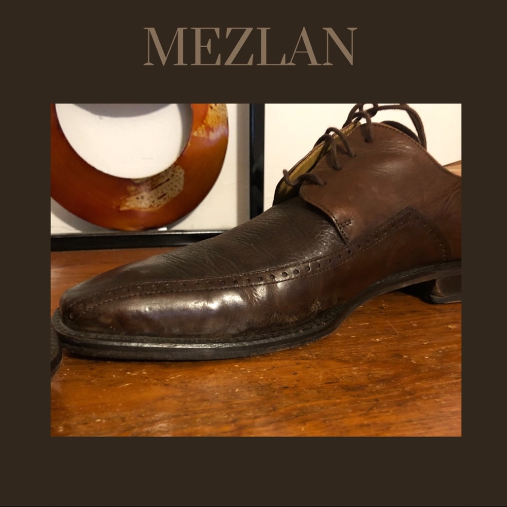MEZLAN VERDICT Brown 2 Tone Leather Dress Oxford Lace Up Square Toe Size 11.5M - Picture 13 of 13